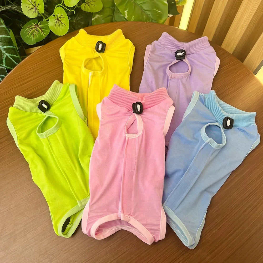 Anti Licking Pet Cat Clothes Girls Kitten Overall Pajamas Cat Clothes Recovery Suit Female Jumpsuit Cat Sterilization Vest Shirt