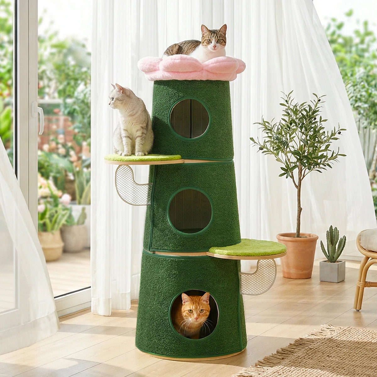 PAWZ Road Modern Cat Tree With Condos And Flower Perch