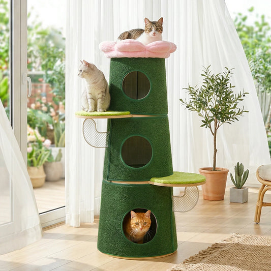 PAWZ Road Modern Cat Tree With Condos And Flower Perch