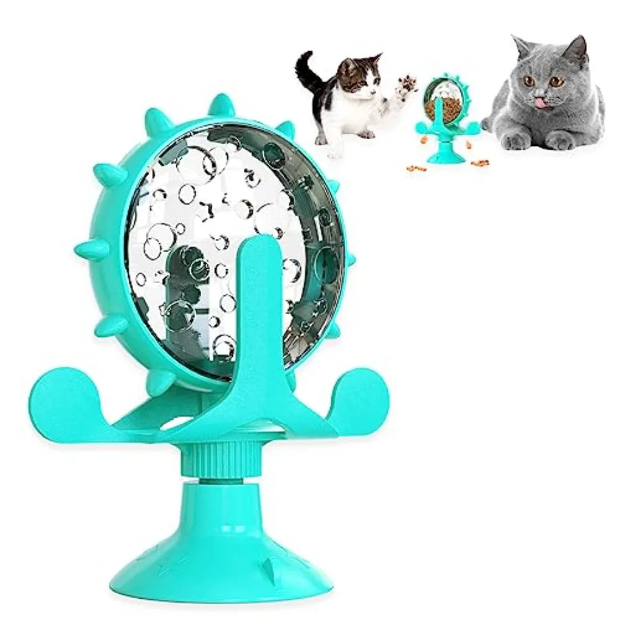 Cat Dog Treat Dispenser Toy - Cat Interactive Feeder 360° Degree Rotating, Food Leakage Device Rotate, Interactive Cat Food Tre