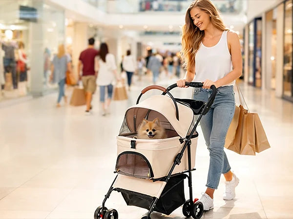 Cabusatly 2-In-1 Pet Stroller Foldable For Small Dogs And Cats