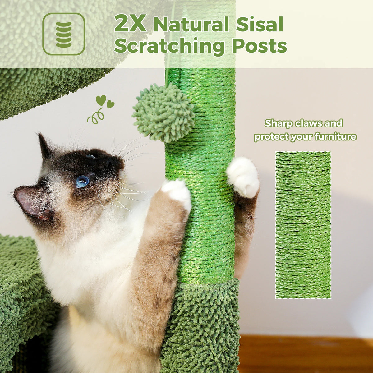 PEQULTI Cat Tree With Condo Hammock And Scratching Post