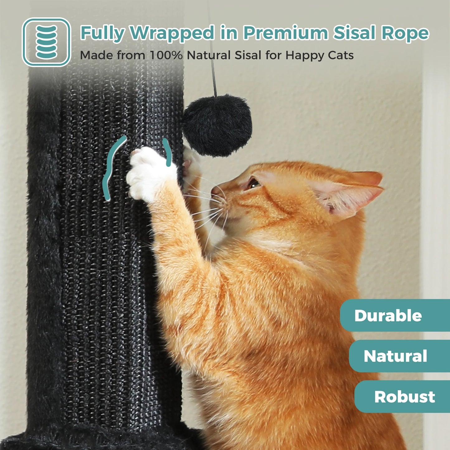 PAWZ Road Cat Scratching Post With Woven Sisal Ball Toy