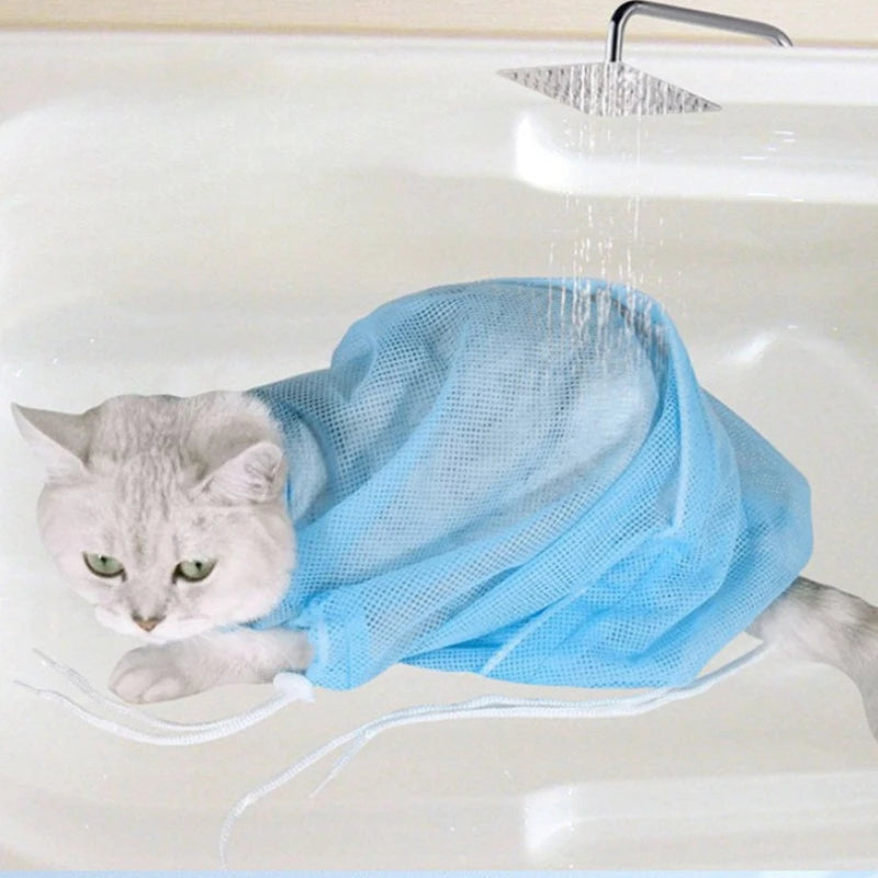 Mesh Cat Grooming Bath Bag Kitten Washing Bag for Pet Cutting Fingernails Anti Scratch Bite Restraint Cat Accessories