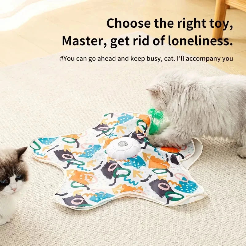 Automatic Interactive Cat Toy Hide And Seek Moving Feather Smart Sensor Durable Kitten Play Toy With Chirps For Bored Cats