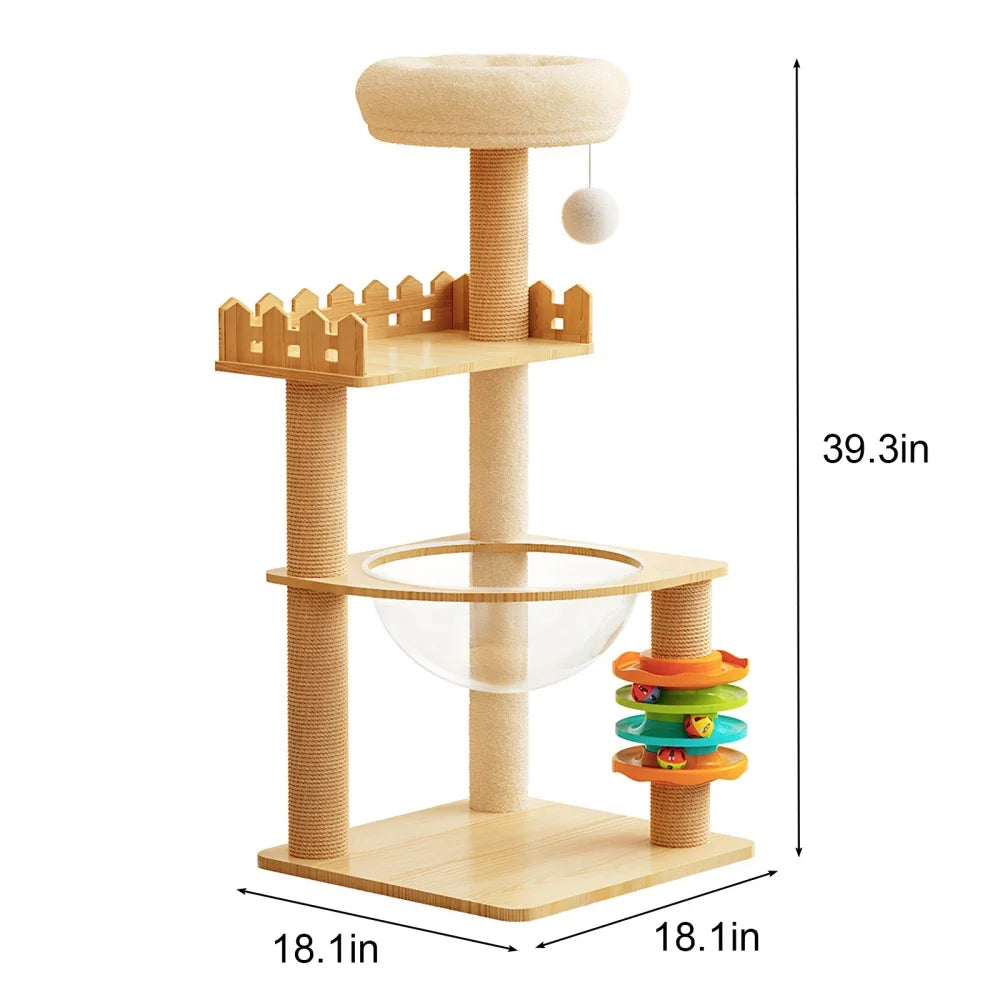 Modern Three Tier Cat Tower With Sisal Posts And Hammock