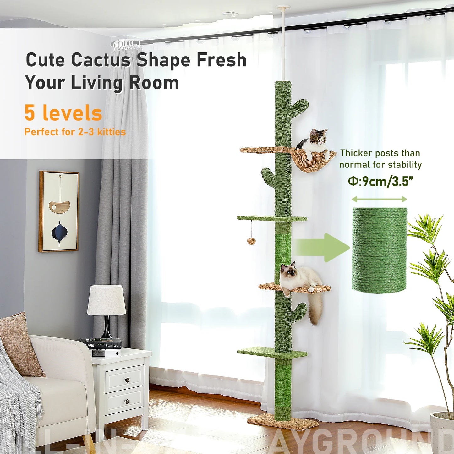 PAWZ Road 5-Tier Floor To Ceiling Cat Tree With Hammock
