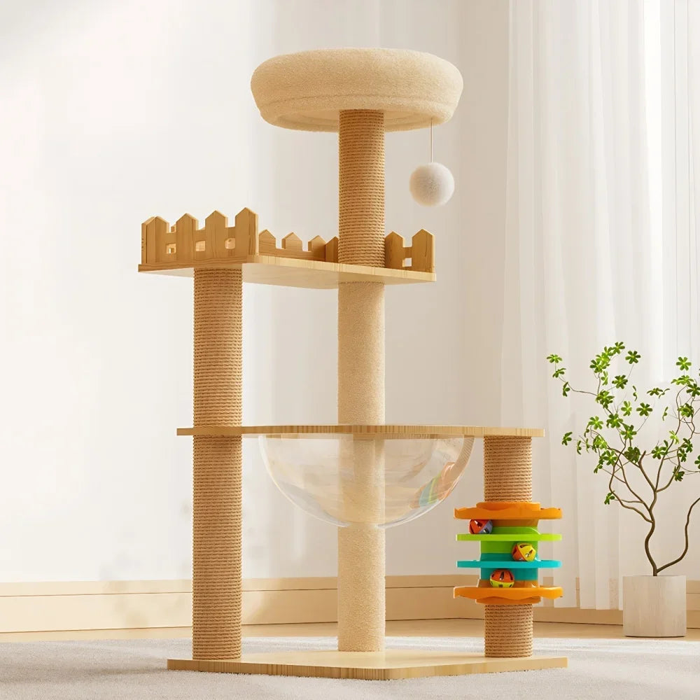 Modern Three Tier Cat Tower With Sisal Posts And Hammock