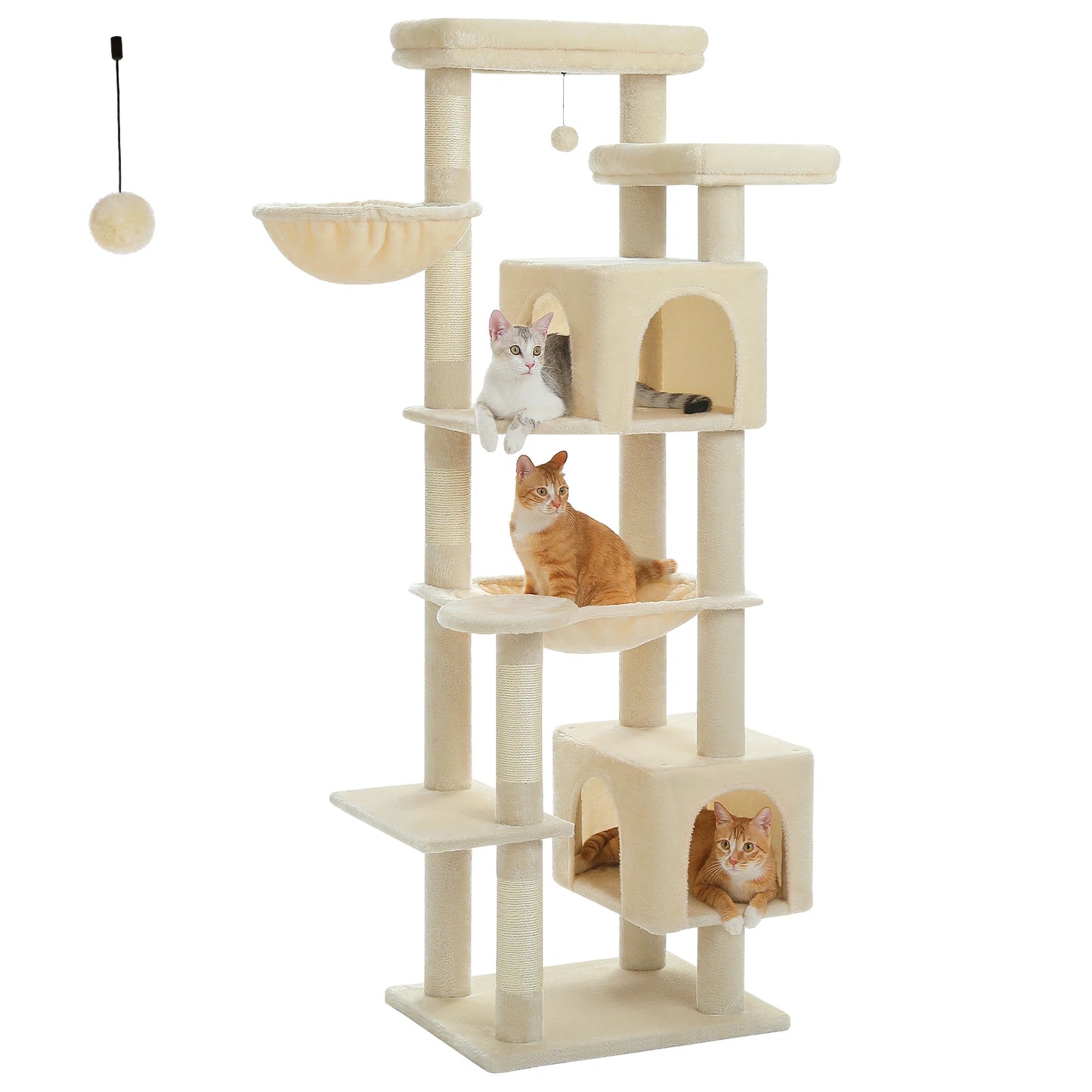 Tall Cat Tree for Indoor Cats Big Cat Tower with Super Large Hammock Cat Climbing Tree with Scratching Posts Condo House Black