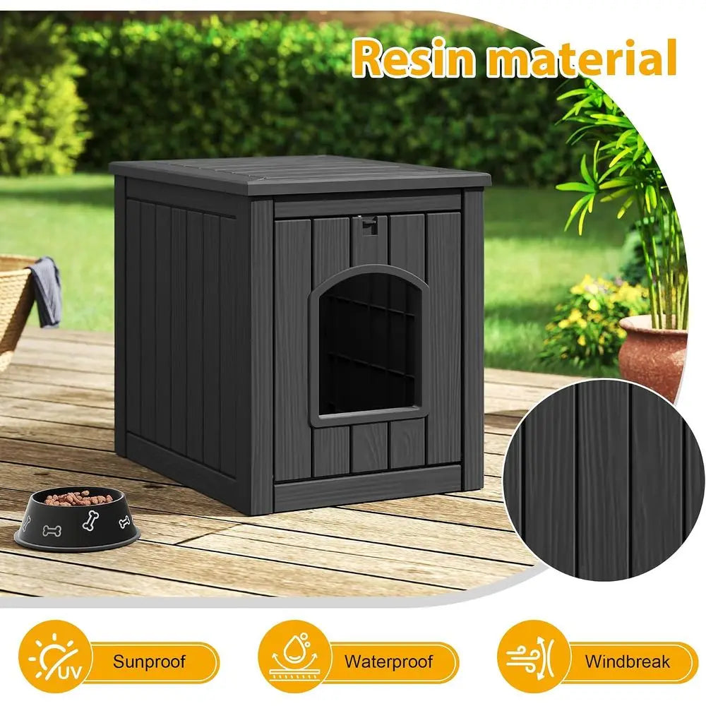 Enclosed Cat Litter Box Furniture With Weatherproof Outdoor Shelter