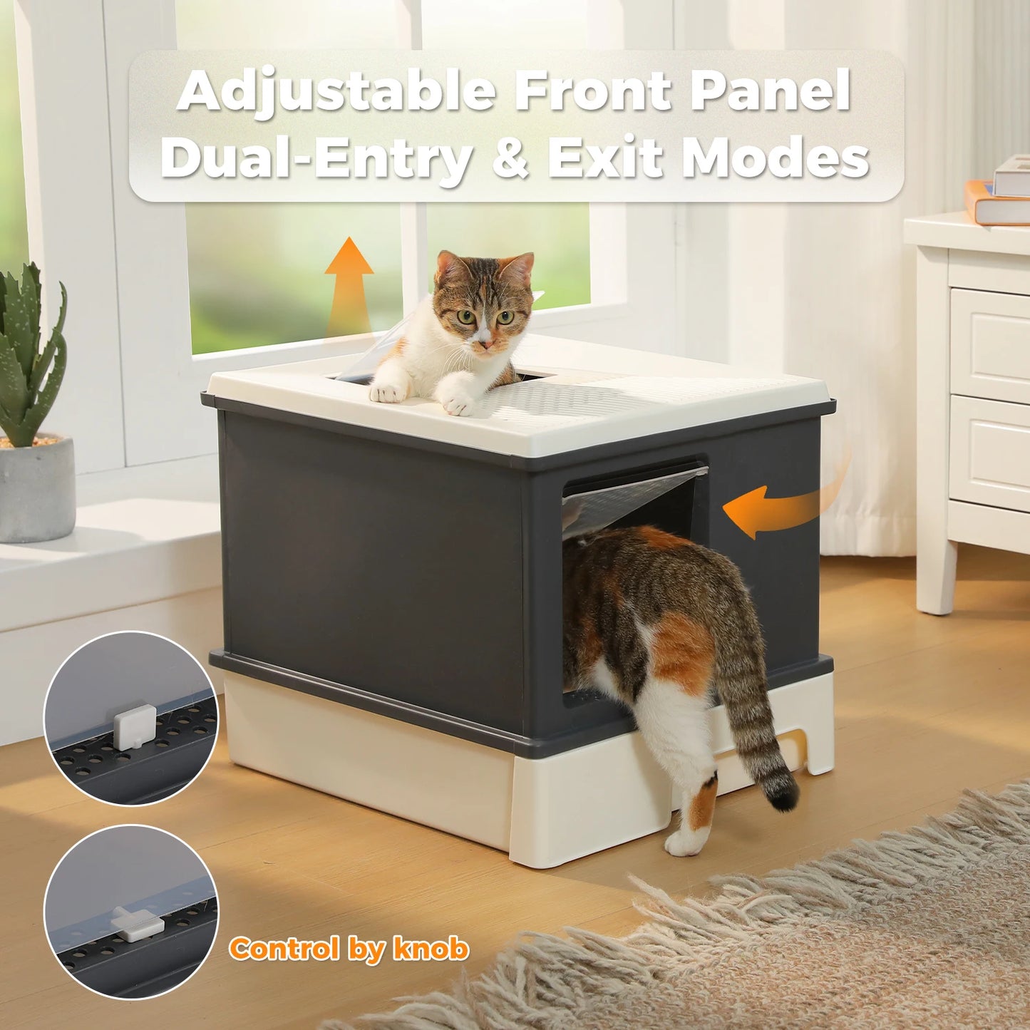 Enclosed Cat Litter Box With Scoop Large Indoor Cat Toilet