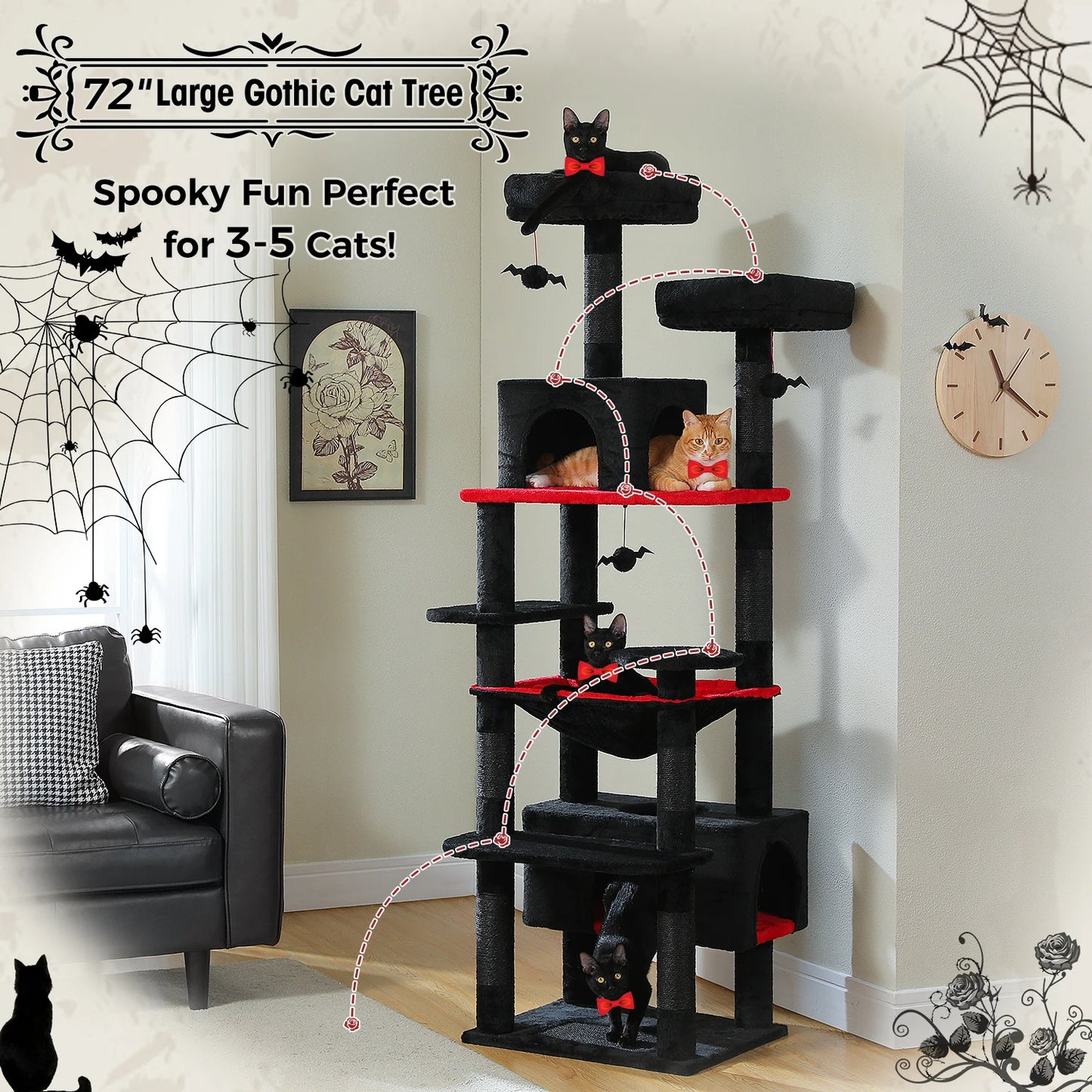 PAWZ Road Large Cat Tree Tower With Scratching Posts Condos