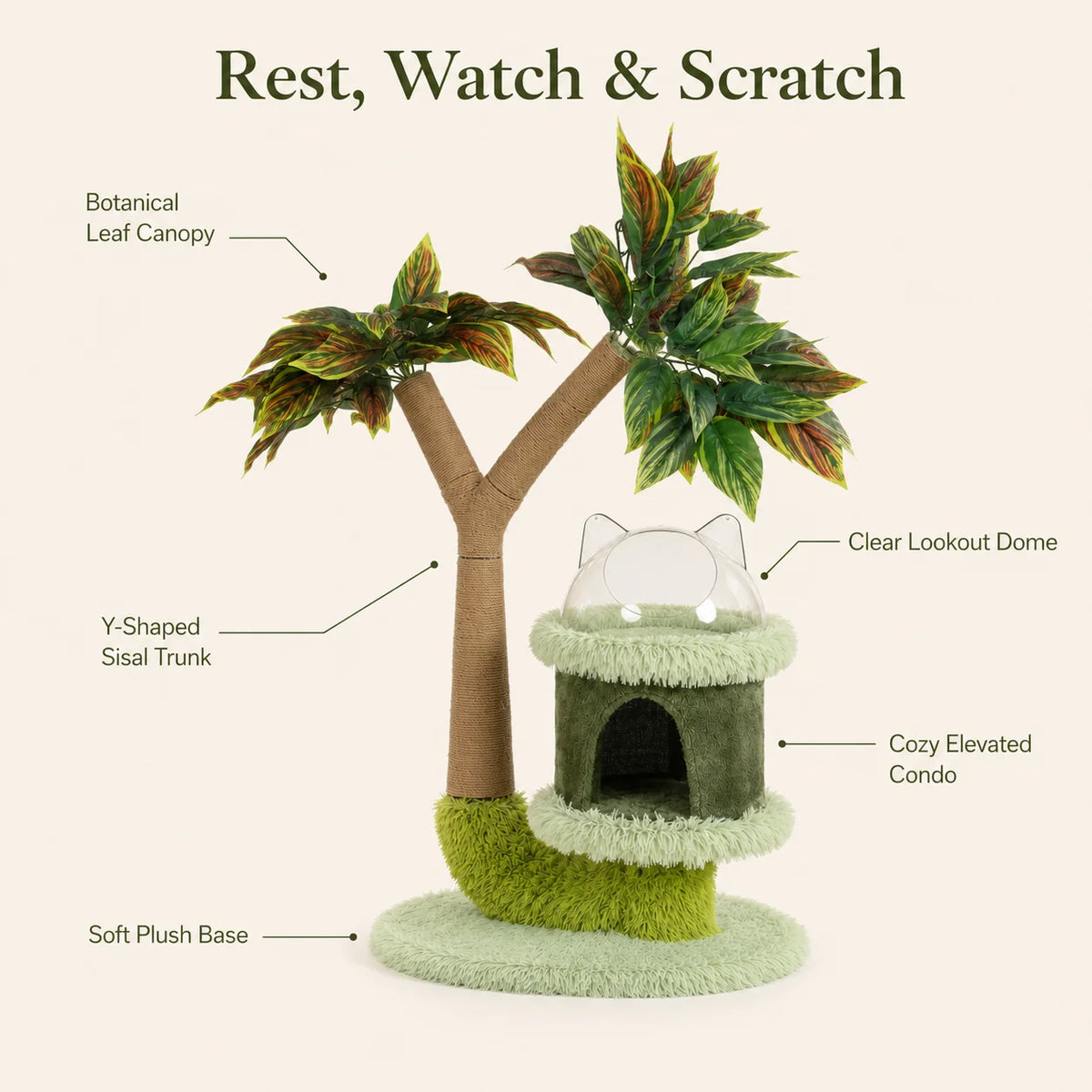 Mango Tree Cat Tree With Cozy Perch And Scratching Post