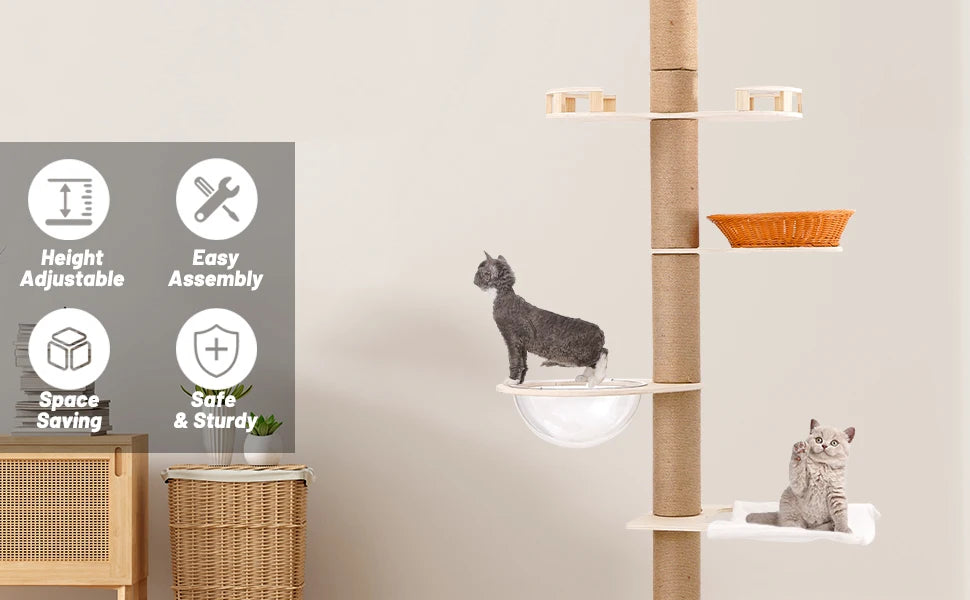 Adjustable Cat Tree With Sisal Posts Hammock And Cozy Capsule