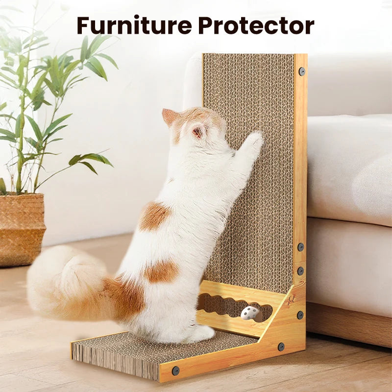 ROJECO Cat Scratcher Cat Scratching Board For Cats Toys L-Shaped Claw Grinding Scraper Mat Cat Furniture Protector Accesories