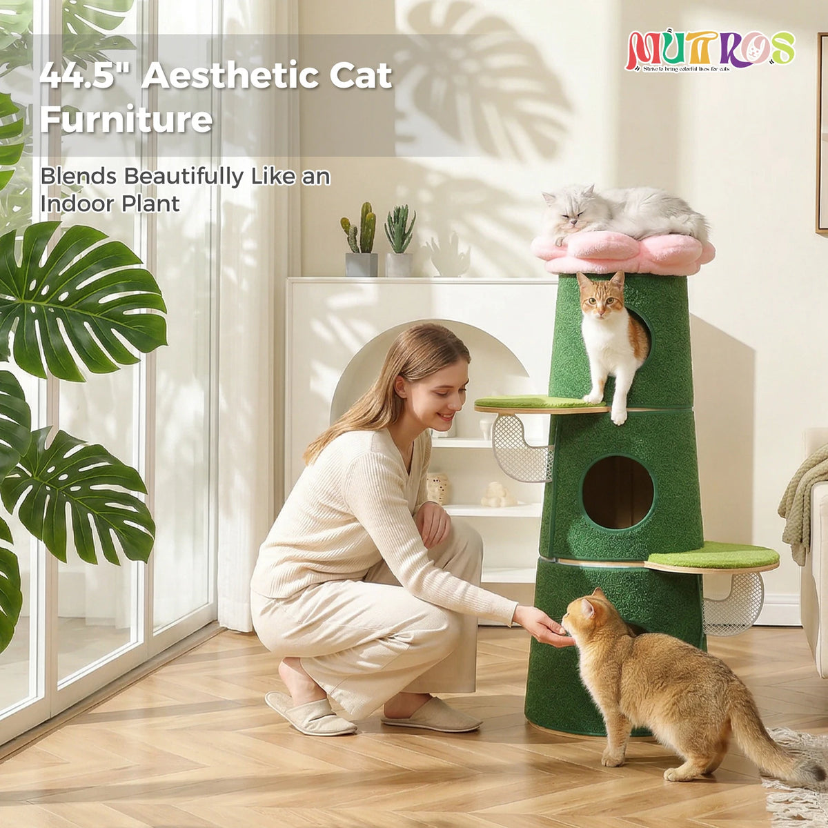 PAWZ Road Modern Cat Tree With Condos And Flower Perch