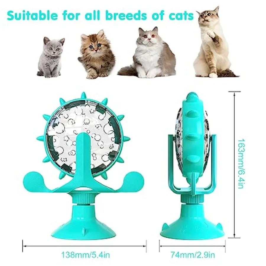 Cat Dog Treat Dispenser Toy - Cat Interactive Feeder 360° Degree Rotating, Food Leakage Device Rotate, Interactive Cat Food Tre