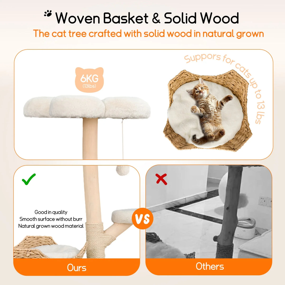 BINGOPAW Multi-Level Cat Tree With Sisal Scratching Posts