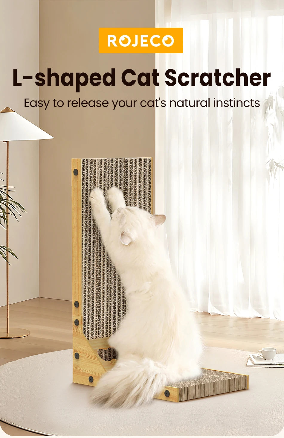 ROJECO Cat Scratcher Cat Scratching Board For Cats Toys L-Shaped Claw Grinding Scraper Mat Cat Furniture Protector Accesories