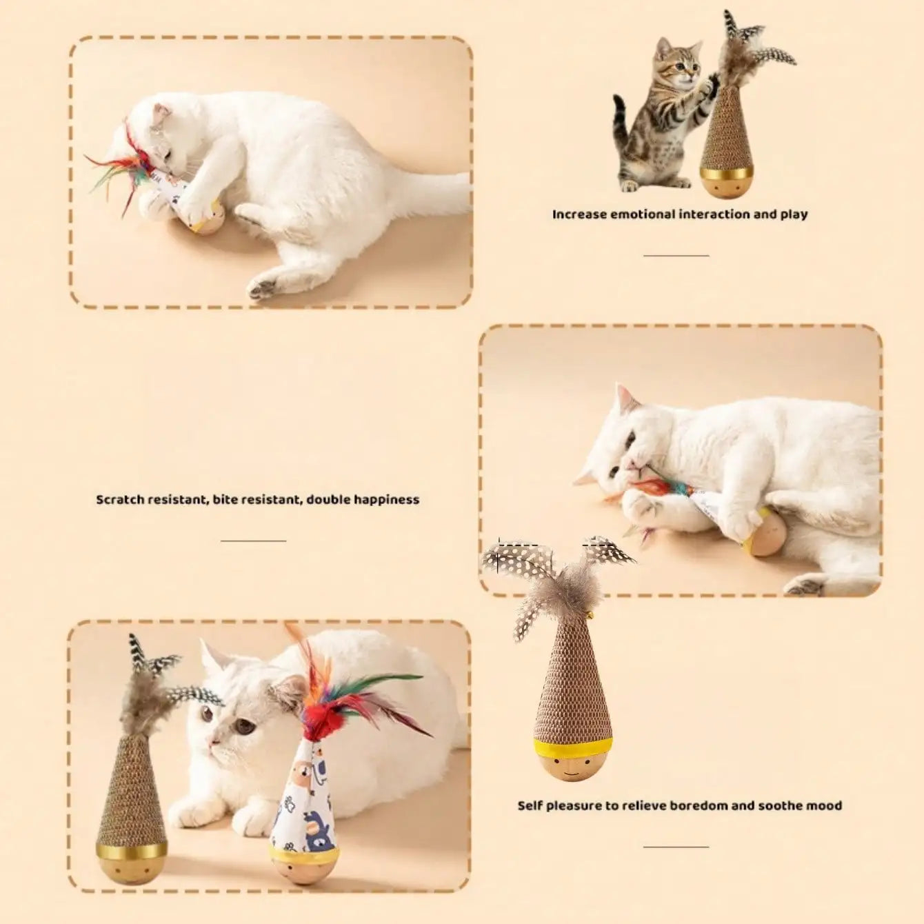 1pc Funny Feather Tumbler Cat Teaser Toy, Self-Entertainment & Boredom Relief, Scratch-Resistant & Bite-Resistant Interactive Toy, Indoor Cat Teaser Wand, Provides Exercise And Entertainment For Cats, Suitable For Large And S