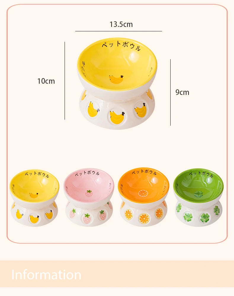 Japanese Ceramic Elevated Cat Bowl Puppy Dog Snacks Water Food Bowl For Cats Raised Cat Feeder Drinker Pet Supplies Accessories