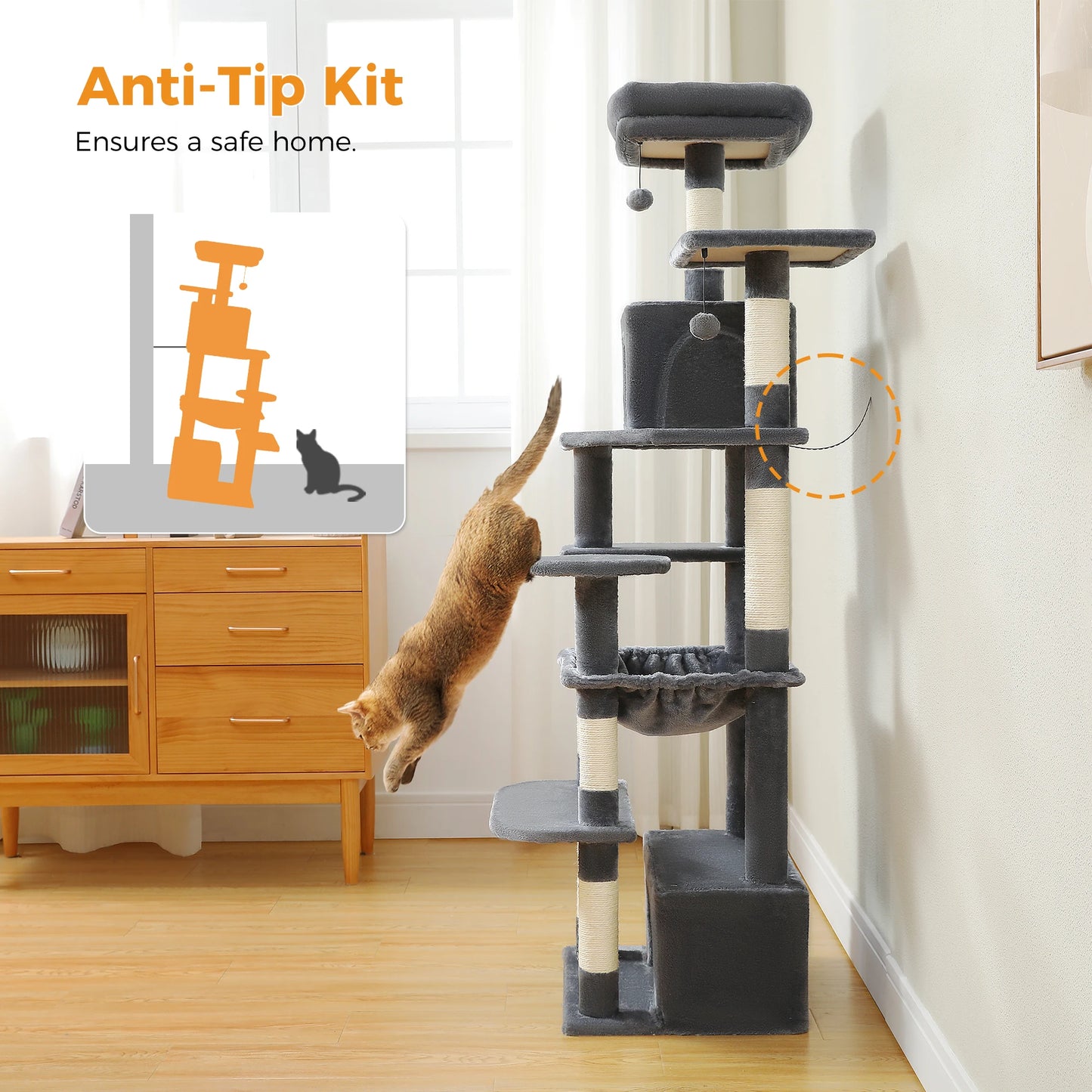 PAWZ Road Large Cat Tree Tower With Scratching Posts Condos