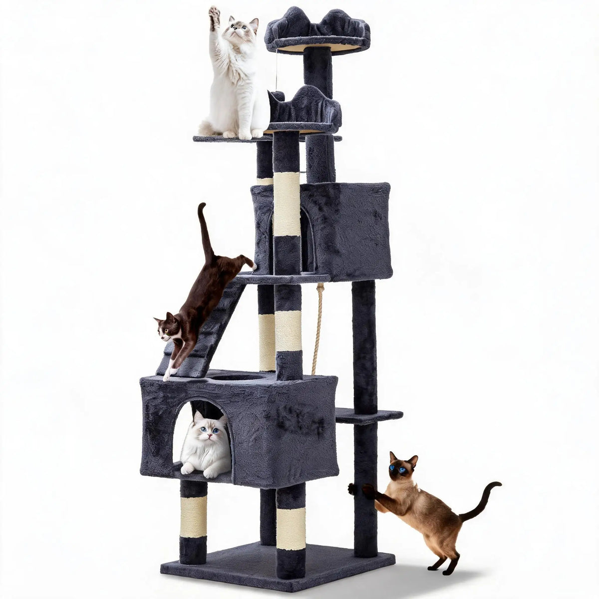 Premium Multi Level Cat Tree With Scratching Posts And Hammock