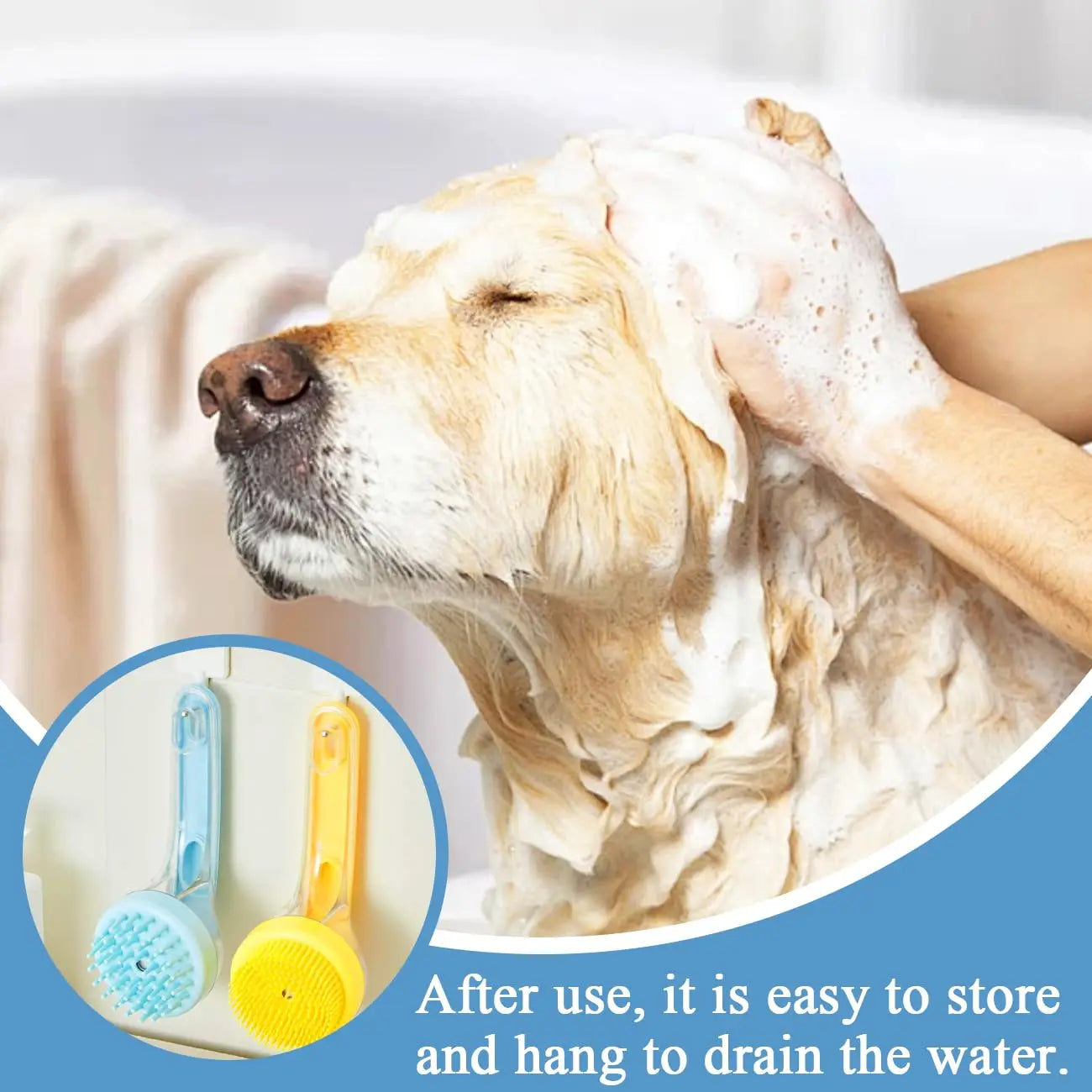 Pet Bath Brush Silicone Grooming Device for Dogs and Cats