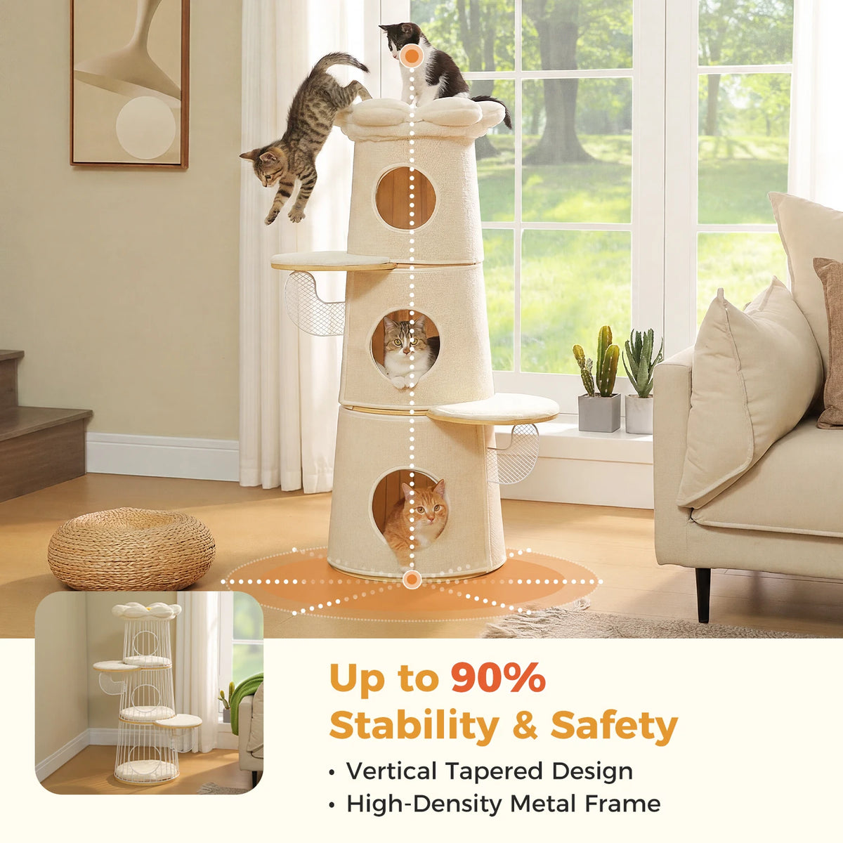 PAWZ Road Modern Cat Tree With Condos And Flower Perch
