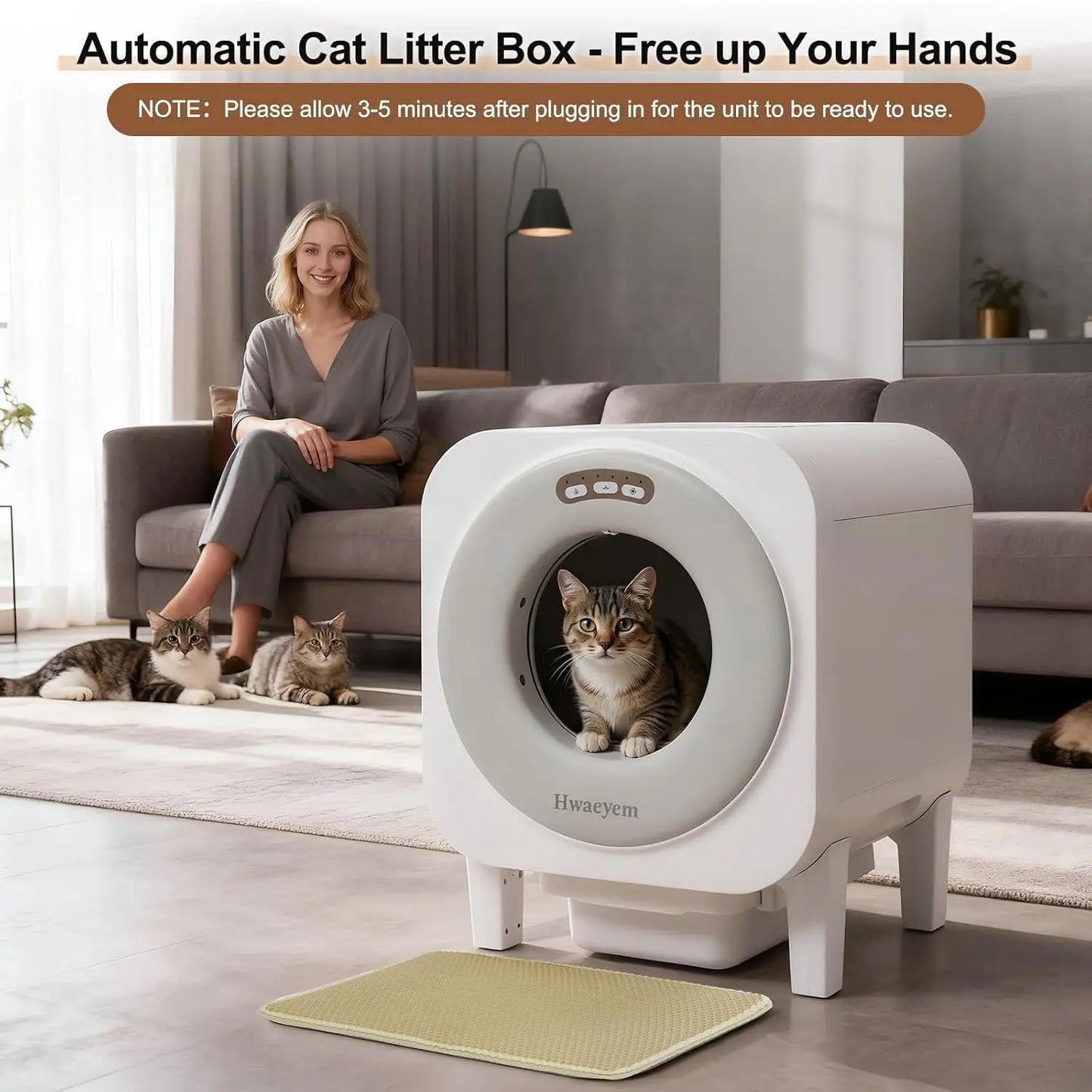 Self Cleaning Litter Box, 68L Large Capacity Automatic Cat Litter Box Self Cleaning for Multiple Cats, Automatic, Customized