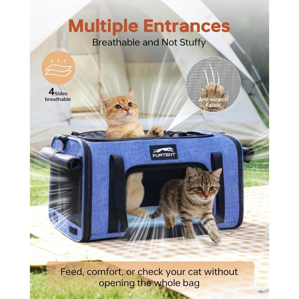 Airline Approved Soft Sided Cat Carrier With Litter Box Up To 15 Lbs