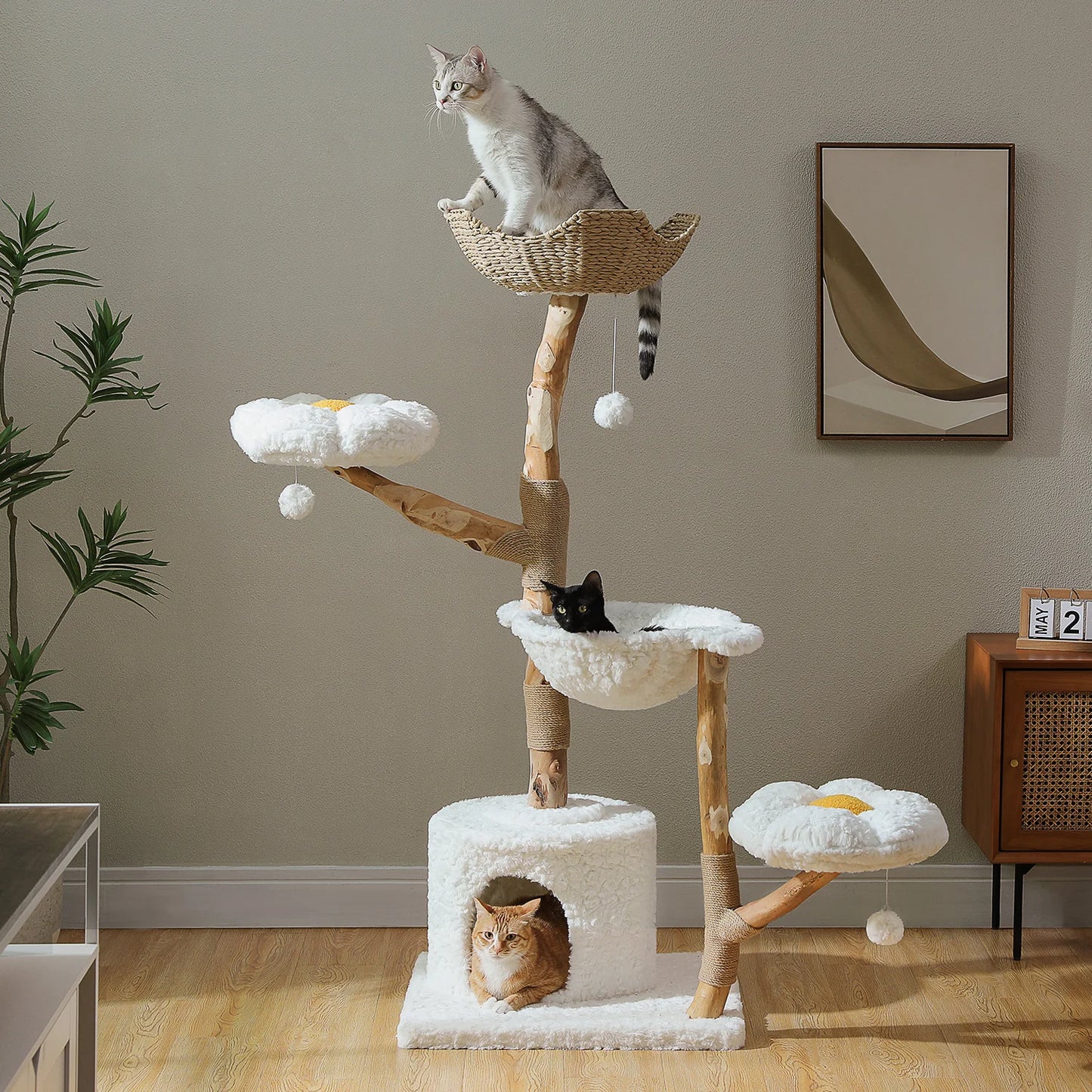 PAWZ Road Large Cat Tree Tower With Sisal Scratching Post And Basket Bed