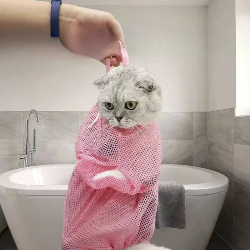 Mesh Cat Grooming Bath Bag Kitten Washing Bag for Pet Cutting Fingernails Anti Scratch Bite Restraint Cat Accessories