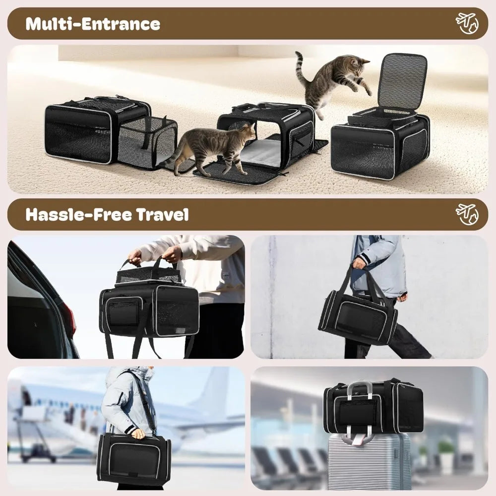 SHARLOVY Expandable Cat Carrier TSA Approved for Small Pets