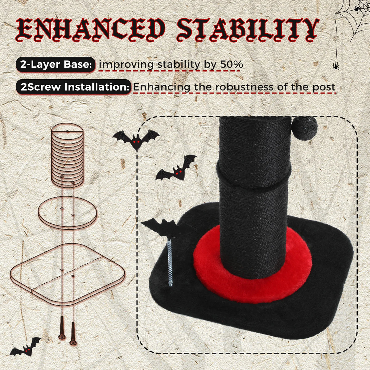 Pawz Road Tall Cat Scratching Post With Removable Bed