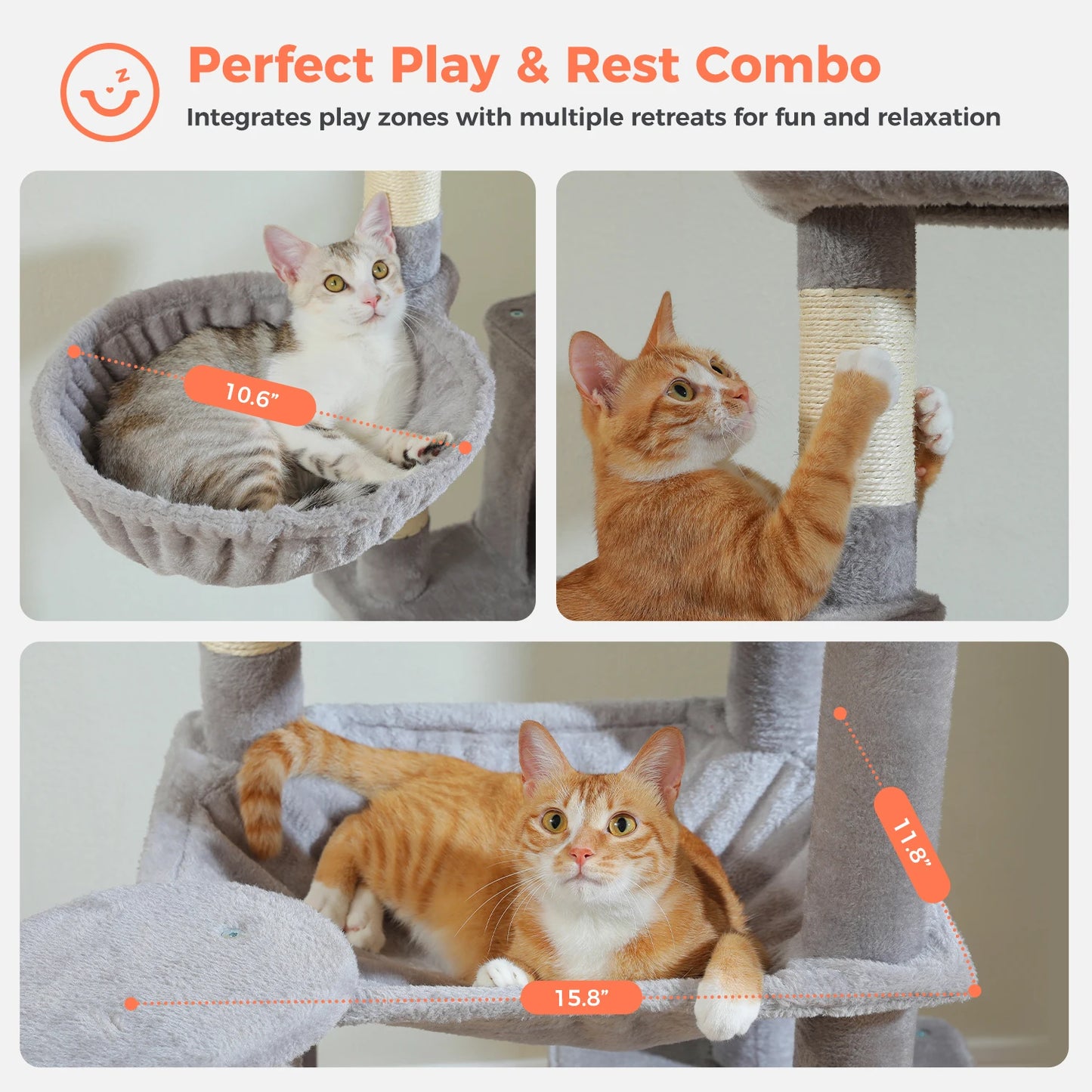 PAWZ Road Tall Cat Tree With Durable Scratching Posts