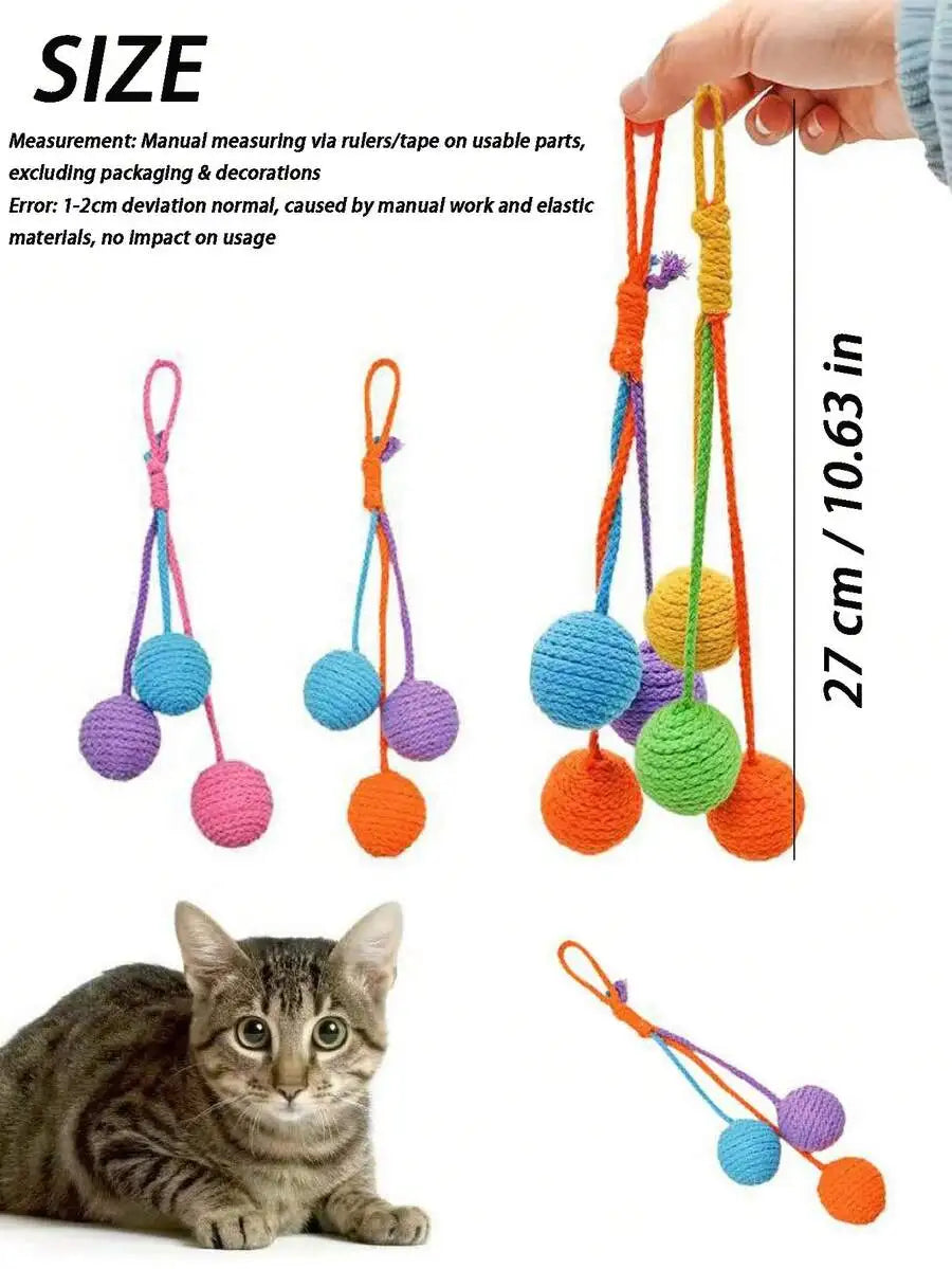 Hanging Sisal Rope Ball Cat Toy With Bell For Cats
