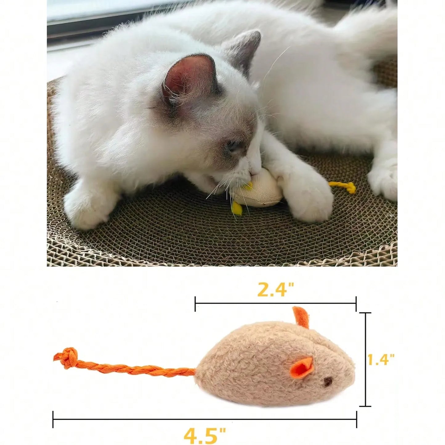 1-10 Pieces Set Rattle Cat Mouse Toy Imitation Fur Cat Mouse Toy Interactive Cat Game Toy Indoor Cat Toy