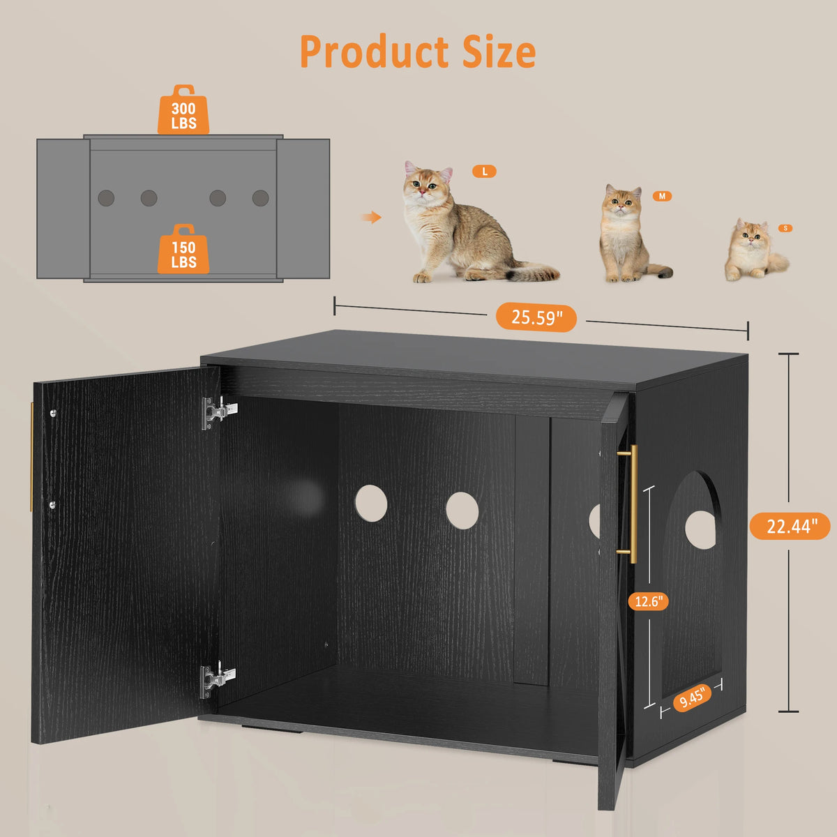 HiMISS Hidden Cat Litter Box Enclosure With Barn Doors