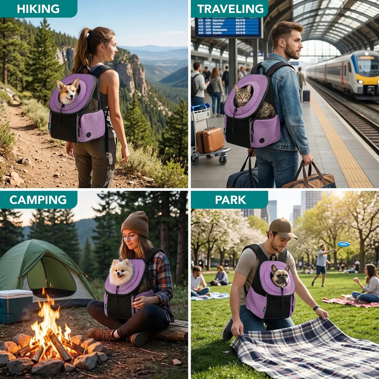 Extra Ventilated Front Carrier Backpack For Pets For Hiking Travel