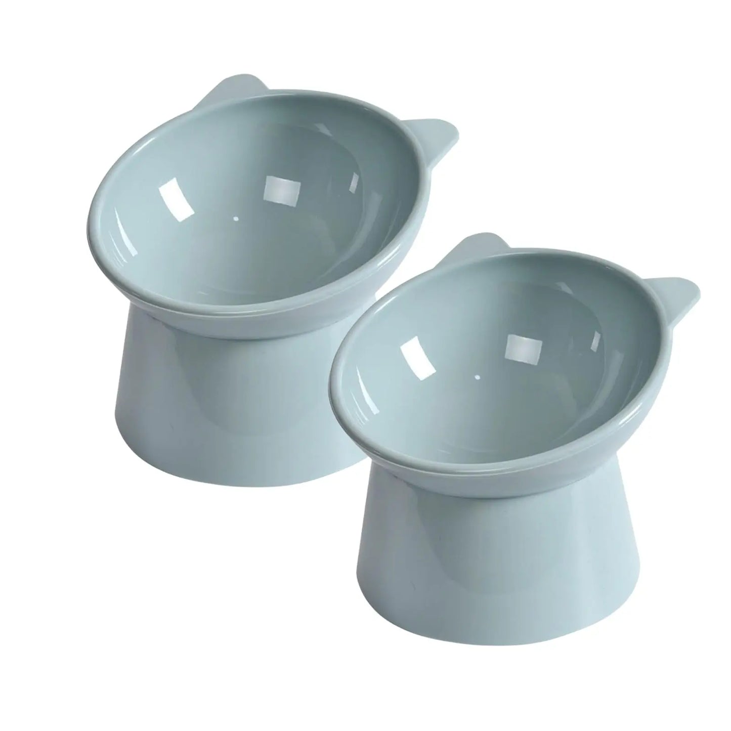 Tilted Cat Food Bowl - Whisker Friendly, Anti Vomiting, Slanted, Cat Bowl, Blue