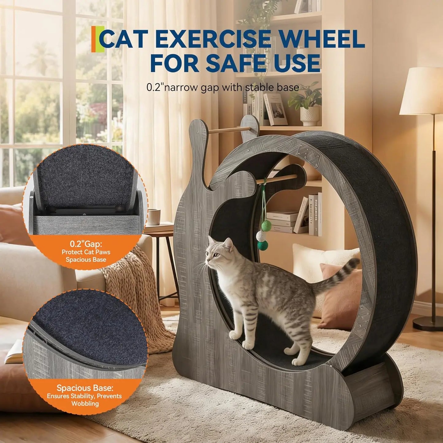 45" Large Cat Exercise Wheel, Cat Treadmill Wheel for Indoor Cats, Kitty Running Toy Walking Training for Fitness Weight Loss Device Suitable for Most Cats Physical Exercise Activity