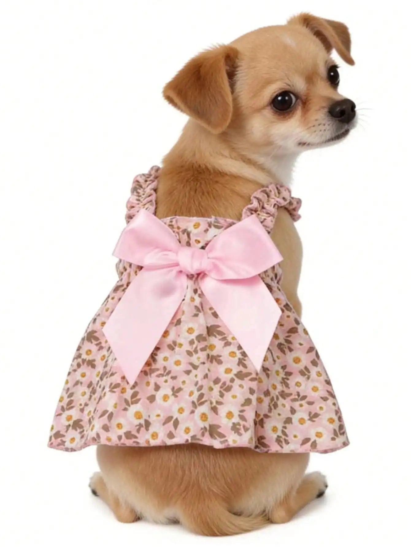 1pc Romantic Ditsy Floral Sleeveless Dress For Small Dogs & Cats, Breathable Lightweight Elegant Princess Style, Suitable For Spring & Summer