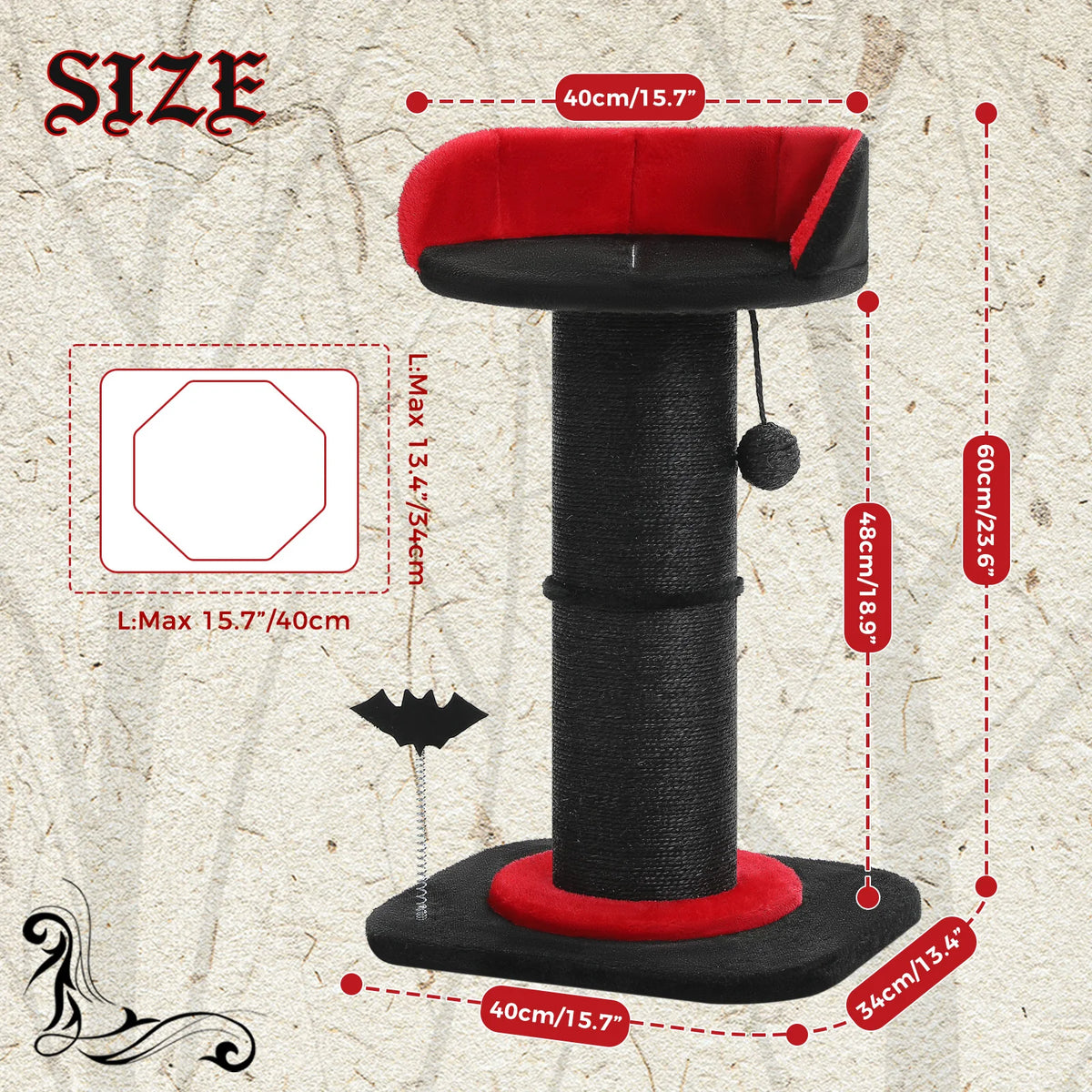 Pawz Road Tall Cat Scratching Post With Removable Bed