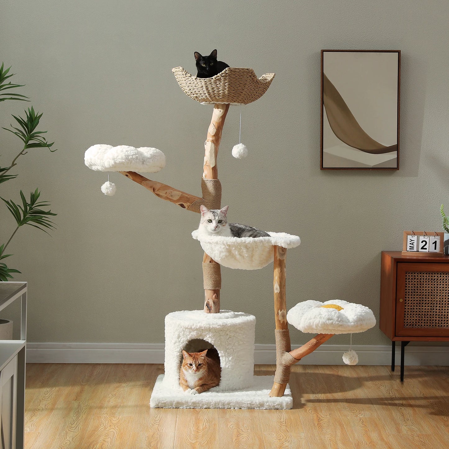 PAWZ Road Large Cat Tree Tower With Sisal Scratching Post And Basket Bed