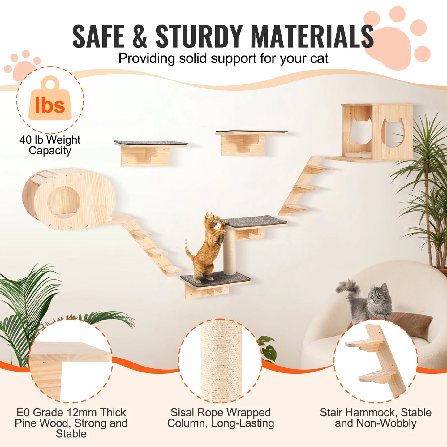 SucceBuy Cat Wall Shelves And Perches With Jumping Boards