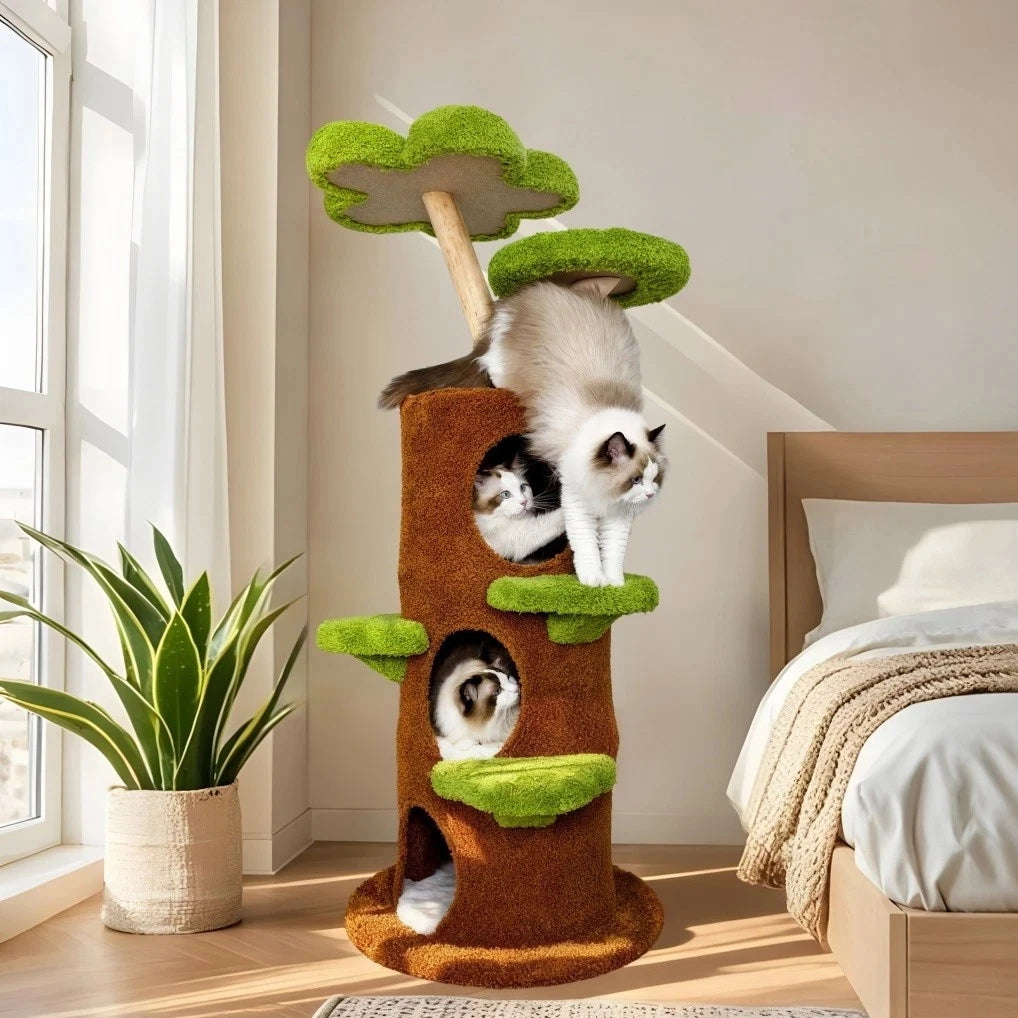 148 cm Tall Cat Tree for Indoor Cats, Large Cat Tower with Luxury Cat Condo, Cat Tree Tower with Soft Cushion, Scratching Board