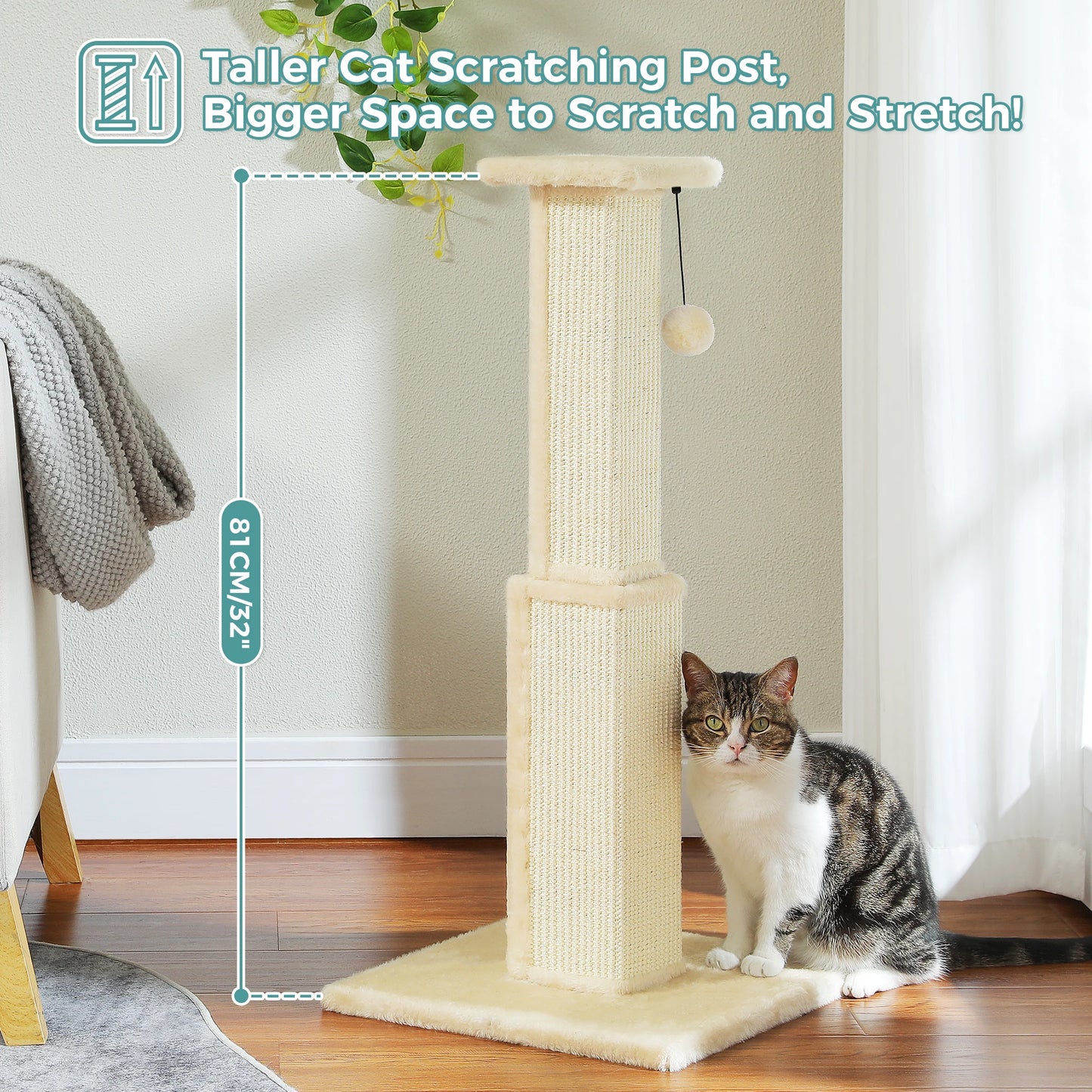 PAWZ Road Cat Scratching Post With Woven Sisal Ball Toy