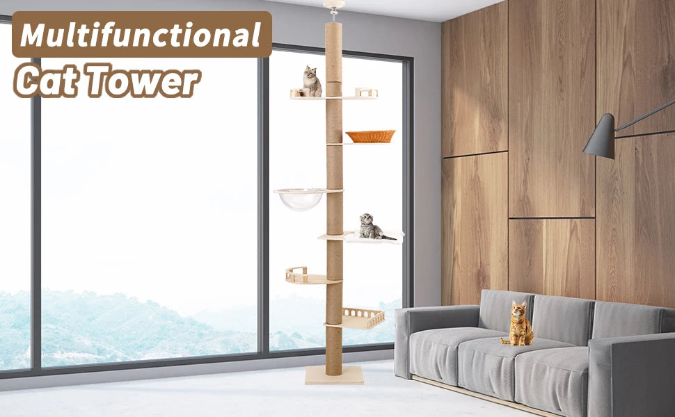 Adjustable Cat Tree With Sisal Posts Hammock And Cozy Capsule