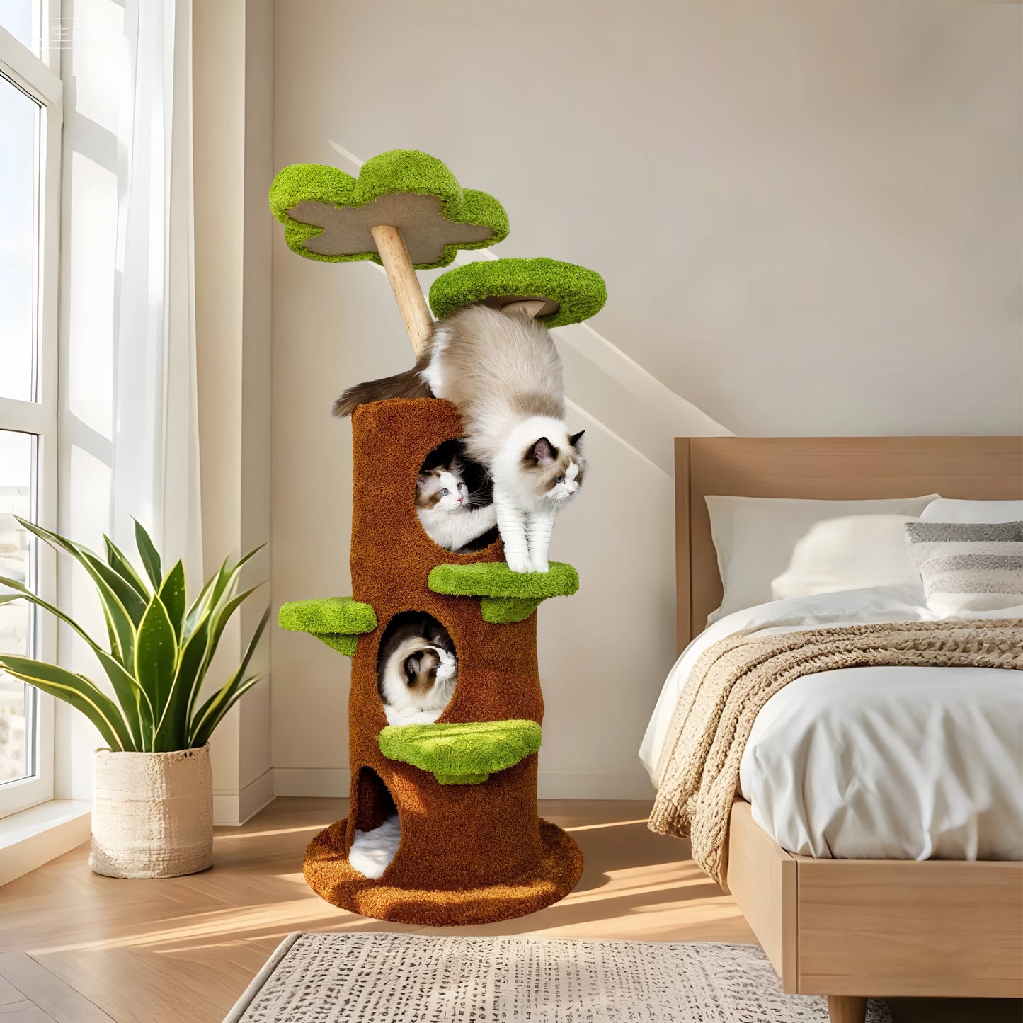 148 cm Tall Cat Tree for Indoor Cats, Large Cat Tower with Luxury Cat Condo, Cat Tree Tower with Soft Cushion, Scratching Board